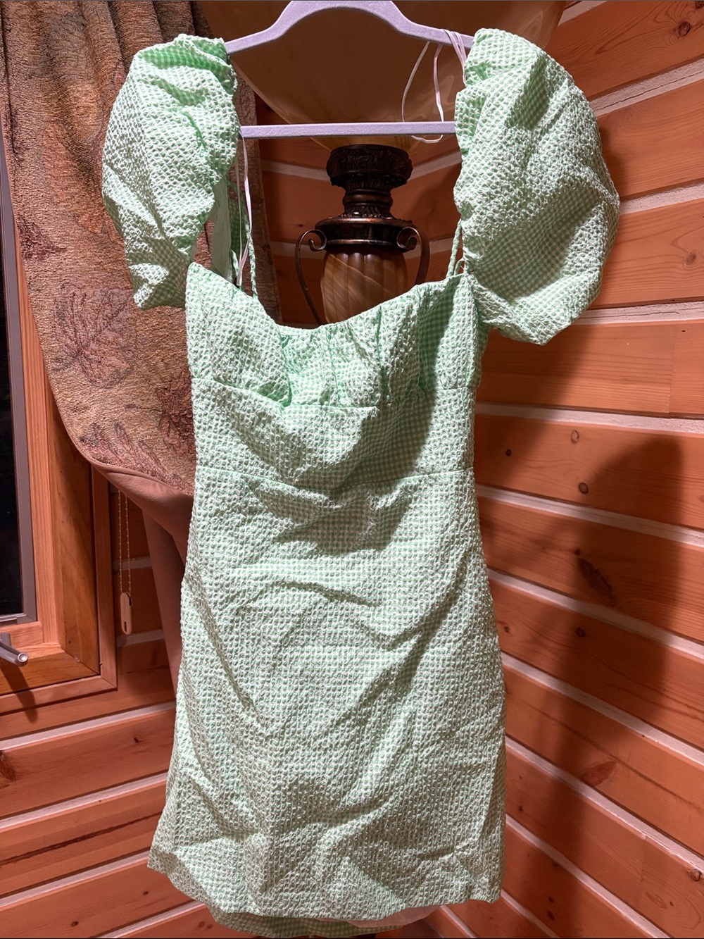 Zara Mint Green Puff-Sleeve Mini Dress